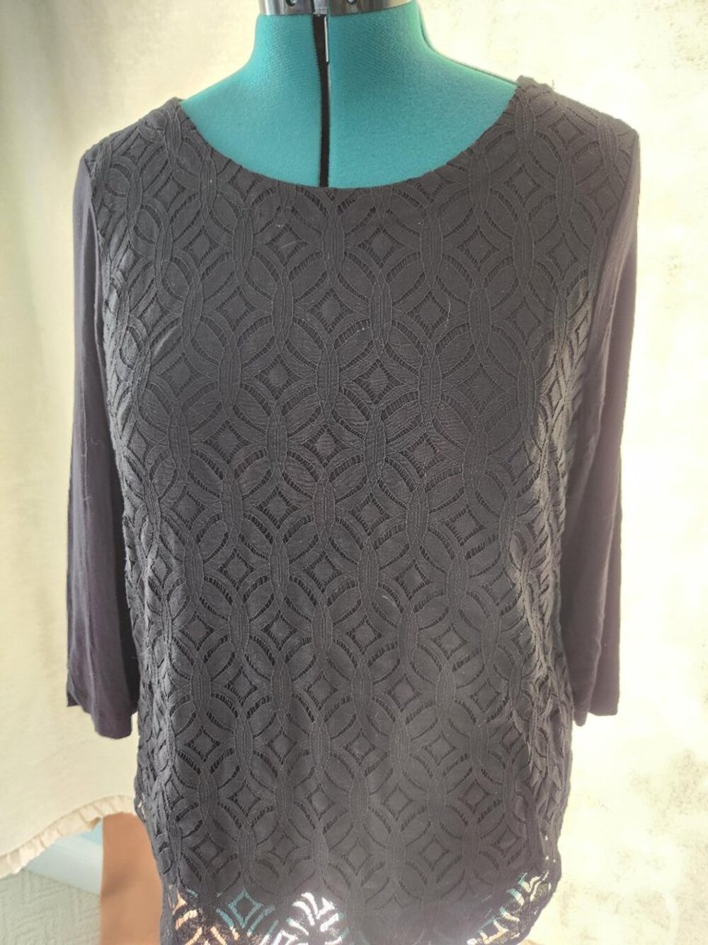 Croft and Barrow Black lace Top, L